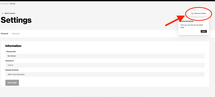 advanced settings (getting to  backend)