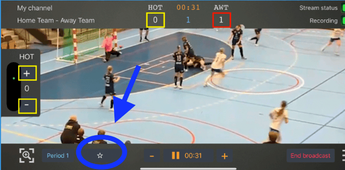 broadcast highlight button